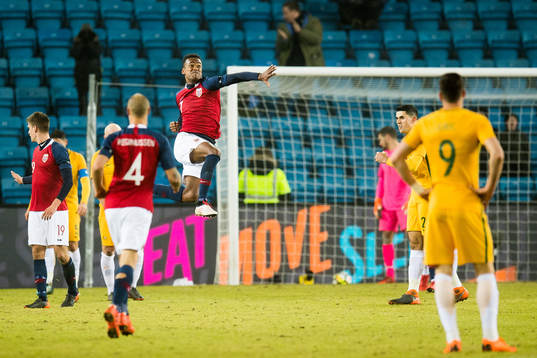 Ola Kamara of Norway celebrates 4-1 and hat trick