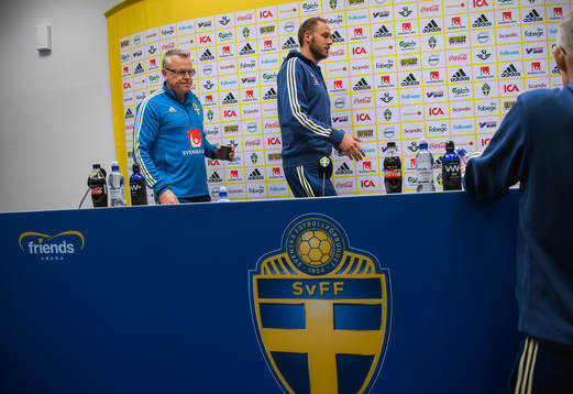 Sveriges förbundskapten Janne Andersson och Andreas
