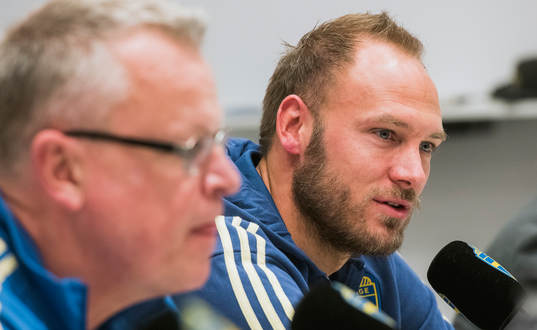 Sveriges förbundskapten Janne Andersson och Andreas