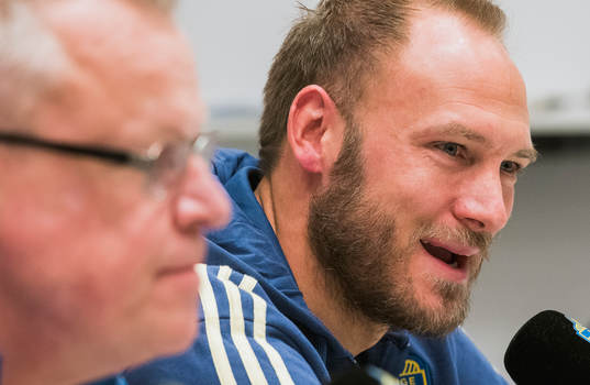 Sveriges förbundskapten Janne Andersson och Andreas