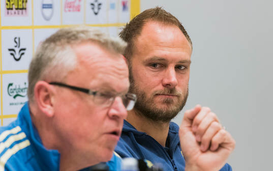 Sveriges förbundskapten Janne Andersson och Andreas