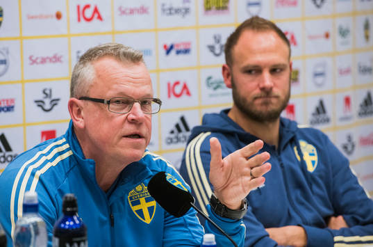Sveriges förbundskapten Janne Andersson och Andreas