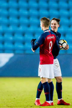 Martin Ødegaard and Stefan Johansen of Norway