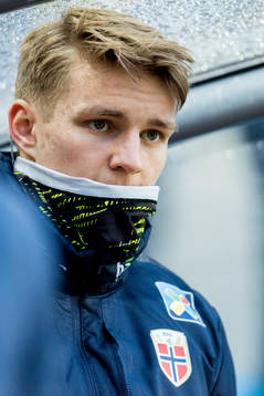 Martin Ødegaard of Norway at the bench