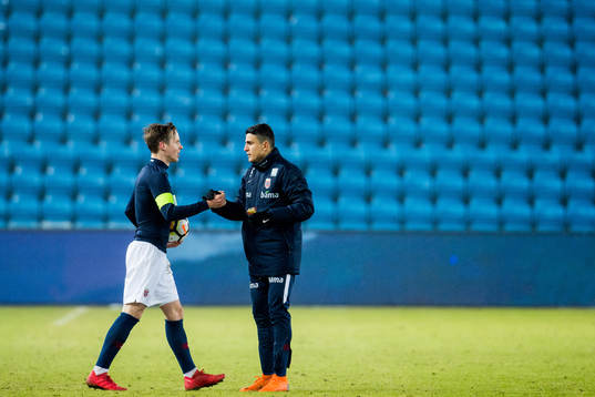 Stefan Johansen and Mohamed Elyounoussi of Norway