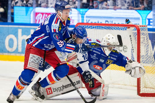 Leksands Matt Carey och Oskarshamns målvakt Christoffer