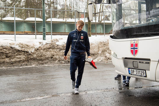 Martin Ødegaard of Norway arrives at a training session
