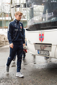 Martin Ødegaard of Norway arrives at a training session