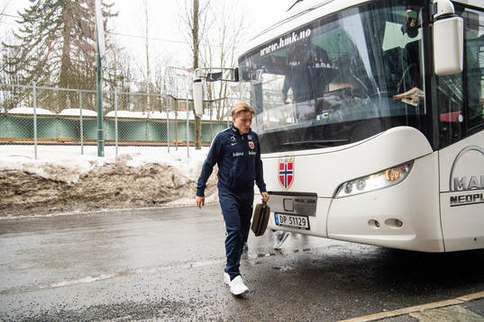 Jonas Svensson of Norway arrives at a training session
