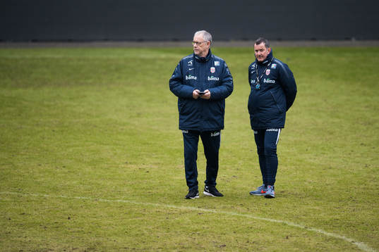 Lars Lagerbäck, head coach of Norway, and Per Joar "Perry"