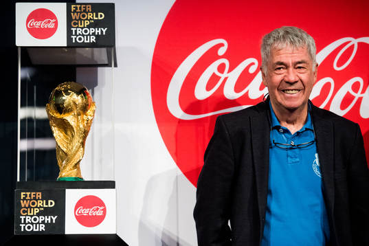 Egil "Drillo" Olsen, former head coach of Norway, stands