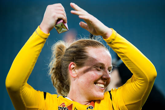 Anna Åsa Olivia Westerlund of LSK Kvinner celebrates