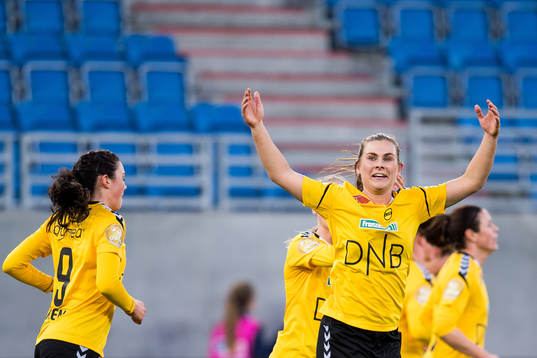 Emilie Bosshard Haavi of LSK Kvinner celebrates