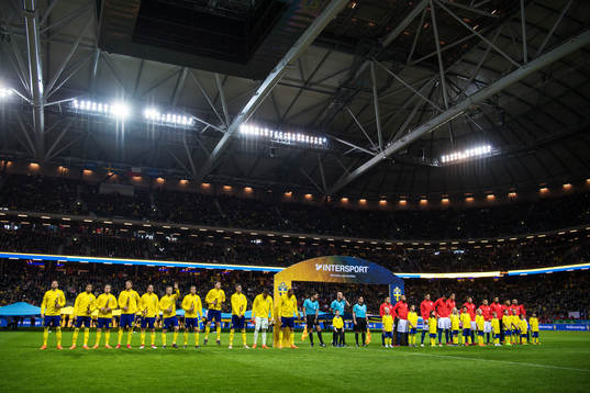 Lagens spelare står uppställda