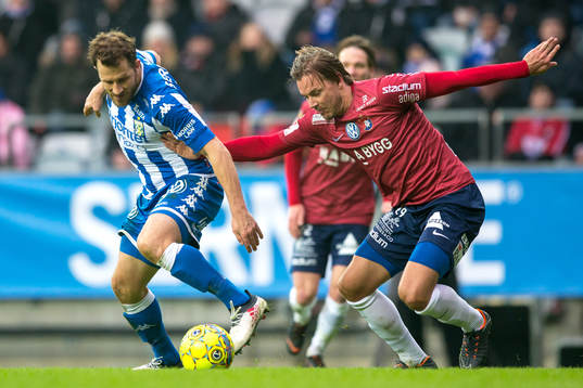 IFK Göteborgs Tobias Hysén och Örgrytes Danny Ervik