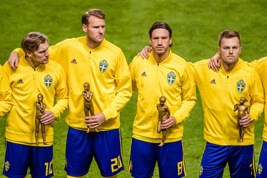 Sveriges Emil Forsberg , Ola Toivonen , Gustav Svensson och