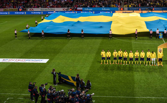 Sveriges startelva före träningslandskampen i fotboll