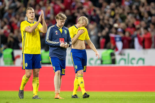 Sveriges Viktor Claesson, Emil Forsberg och Johan Larsson