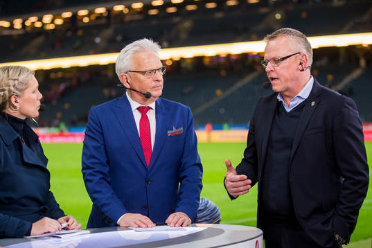 Sveriges förbundskapten Janne Andersson i TV4 studion med
