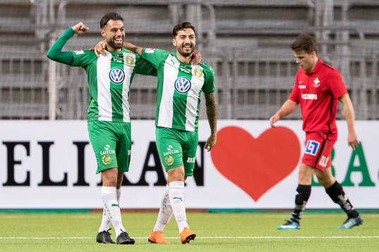 Hammarbys Imad Khalili och Jiloan Hamad jublar