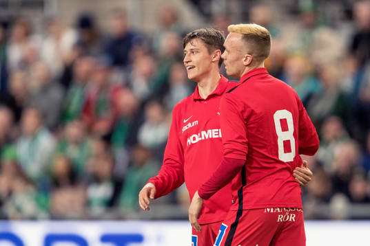 Norrköpings Simon Thern och Gudmundur Thórarinsson jublar