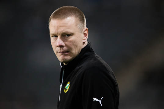 Hammarbys tränare Stefan Billborn innan en träningsmatch