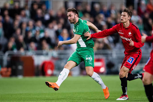 Hammarbys Muamer Tankovic och Norrköpings Simon Thern