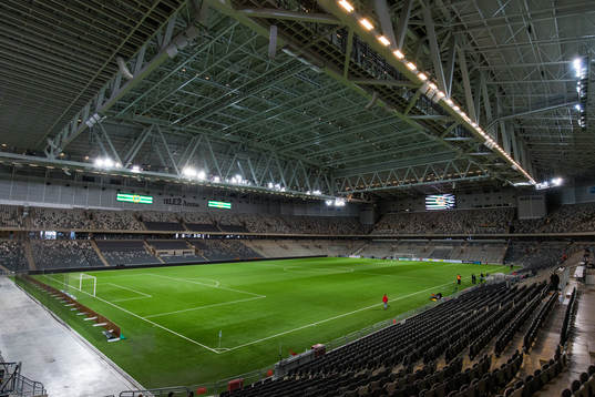 Generell vy av Tele2 Arena med stängt tak innan en