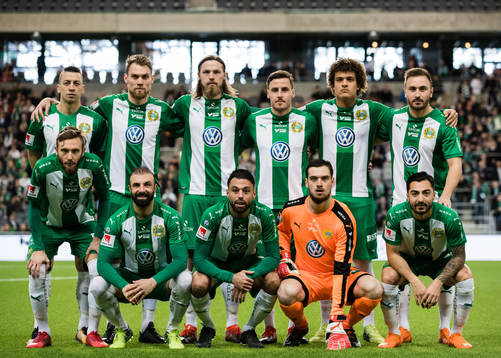 Hammarbys startelva innan en träningsmatch i fotboll