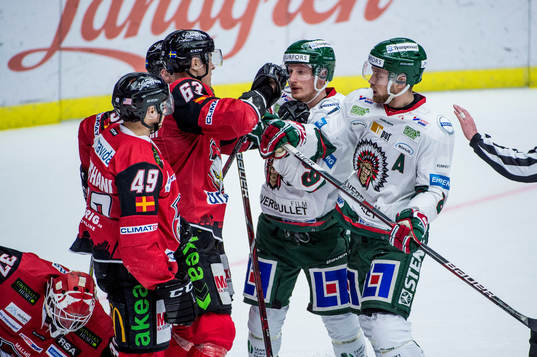 Malmö Redhawks Rhett Rakhshani och Fredrik Händemark i