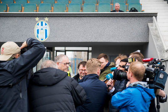 Lars Lagerbäck, head coach of Norway, is been interviewed