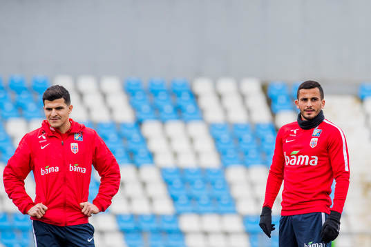 Tarik Elyounoussi and Omar Elabdellaoui of Norway