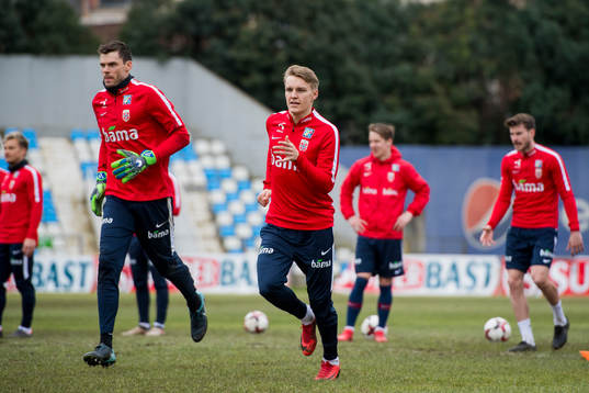 Goalkeeper Rune Almenning Jarstein and Martin Ødegaard of