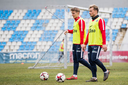 Martin Ødegaard and Fredrik Gulbrandsen of Norway