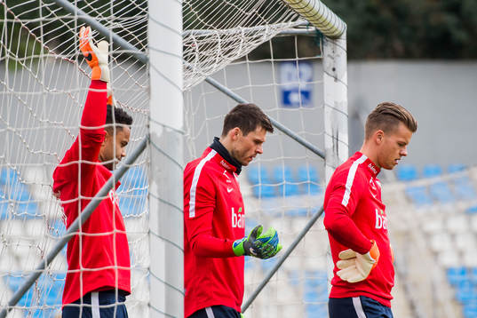 Goalkeeper Sten Grytebust, goalkeeper Rune Almenning