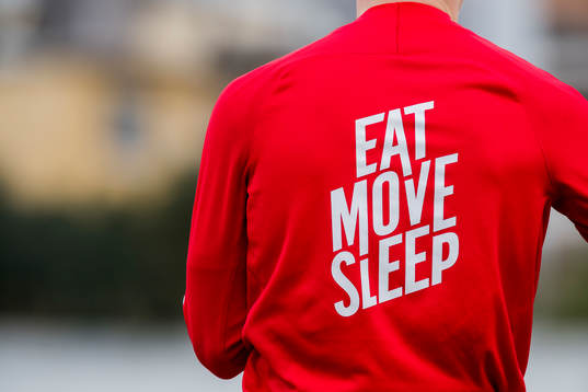 Martin Ødegaard of Norway with the Bama slogan Eat, Move,