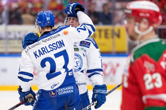 Leksands Anton Karlsson och Filip Johansson jublar
