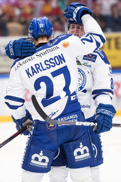 Leksands Filip Johansson jublar med Anton Karlsson