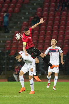 Mohamed Elyounoussi of Norway, Odise Roshi of Albania and