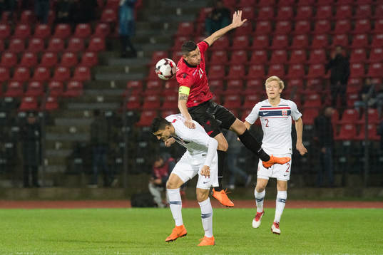 Mohamed Elyounoussi of Norway, Odise Roshi of Albania and