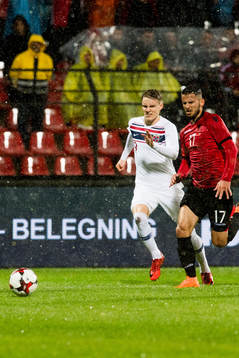 Martin Ødegaard of Norway and Naser Aliji of Albania