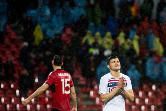 Tarik Elyounoussi of Norway reacts
