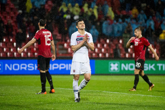 Tarik Elyounoussi of Norway reacts