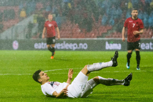 Tarik Elyounoussi of Norway reacts