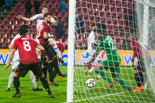 Sigurd Rosted of Norway scores 1-0
