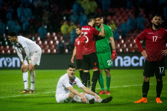 Tarik Elyounoussi of Norway looks dejected
