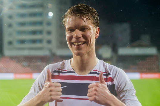 Sigurd Rosted of Norway celebrates