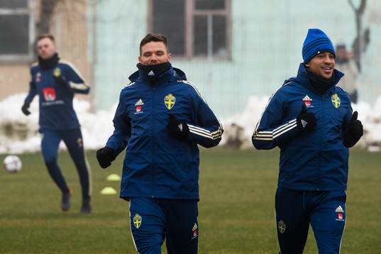 Sveriges Marcus Berg och Martin Olsson