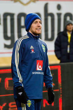 Sveriges Emil Forsberg före en träningslandskamp i