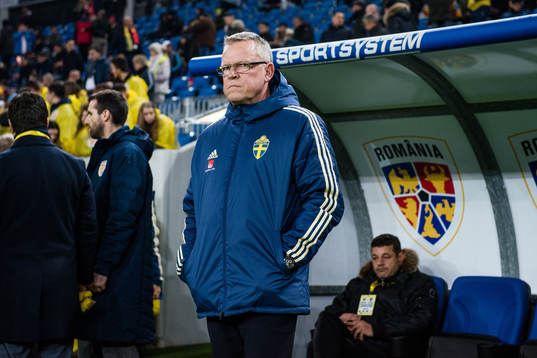 Sveriges förbundskapten Janne Andersson före  en